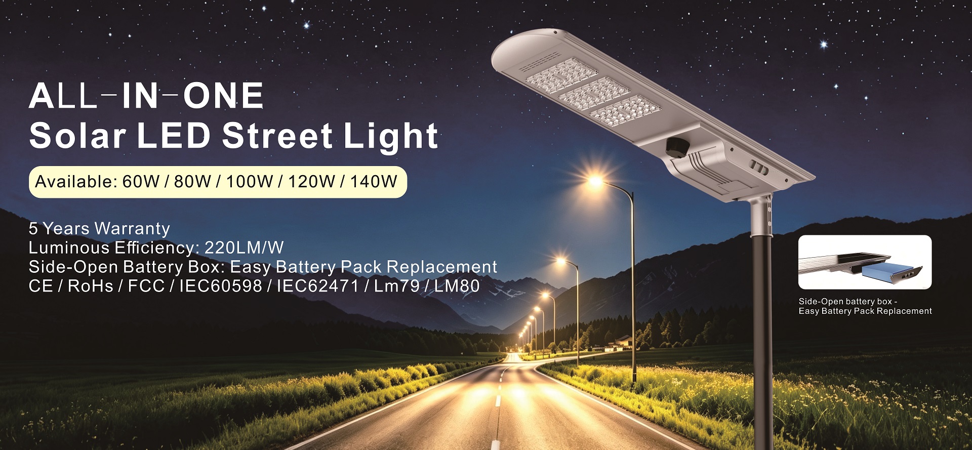 New arrival LKX Battery replaceable integrated solar street light